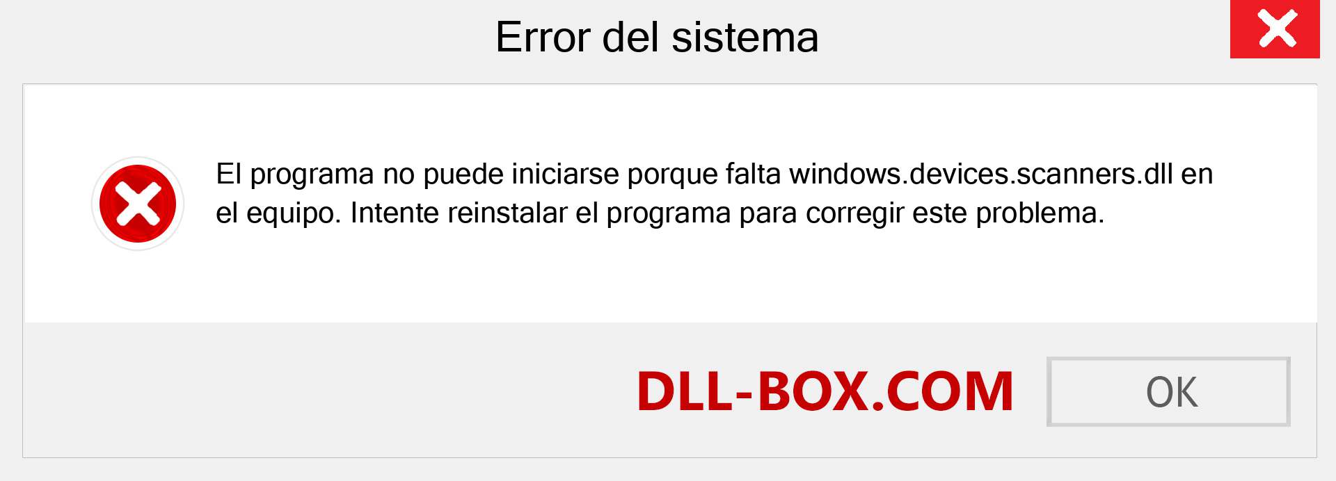 ¿Falta el archivo windows.devices.scanners.dll ?. Descargar para Windows 7, 8, 10 - Corregir windows.devices.scanners dll Missing Error en Windows, fotos, imágenes